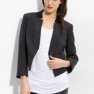 Women Trouve Black Plaid Jacket with Black Accent Collar in Dark Gray Size Small